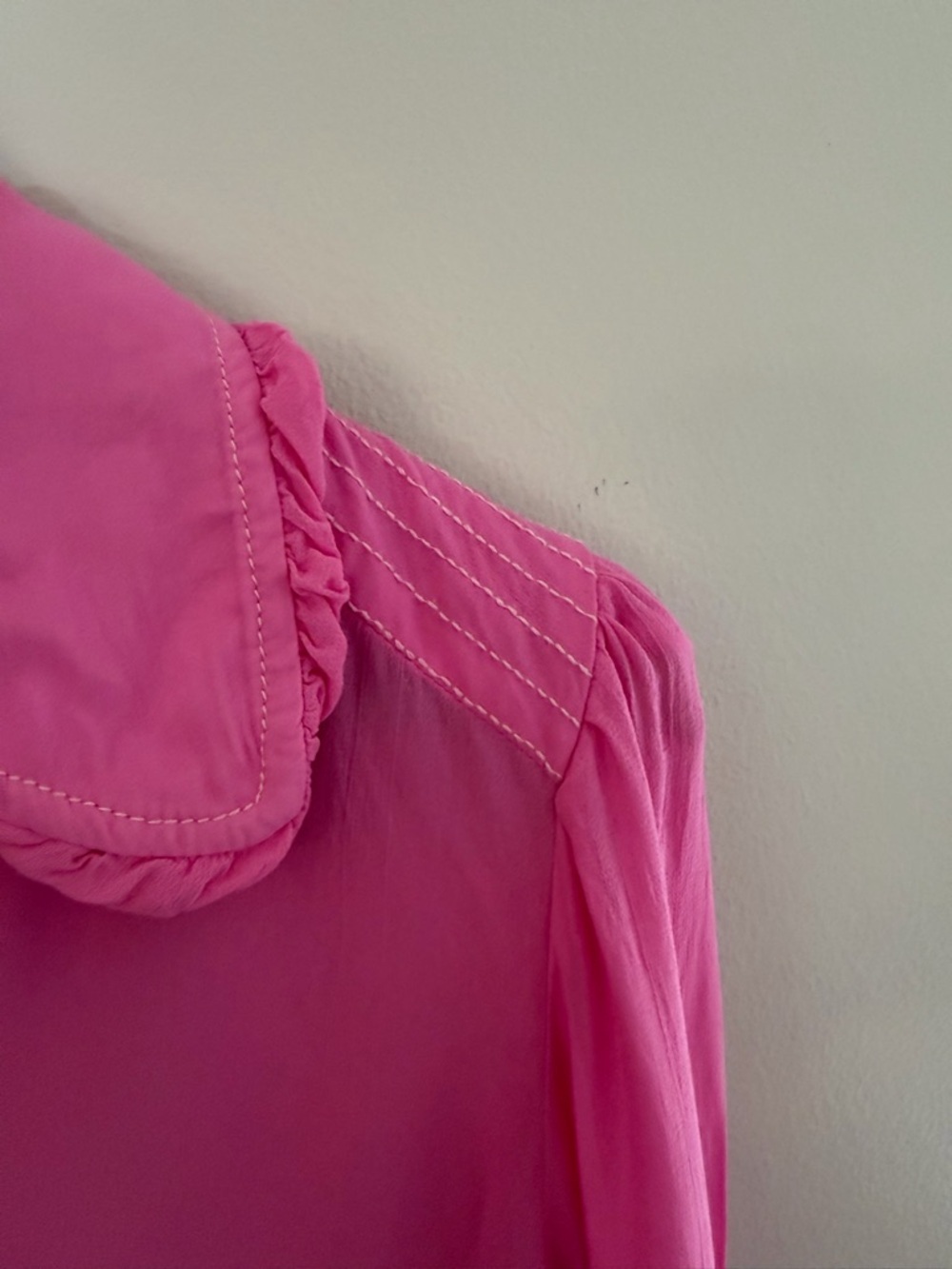 MAEVE Danielle Kroll X Sheer Chiffon Buttondown Shirt - Hot Pink-medium - Picture 10 of 12